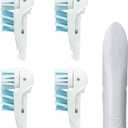Sensitive Replacement Toothbrush Heads Compatible with OralB Cross Action Power 3733 4732,Rotating Powerhead and Crisscross Bristles (White) 2 Packs