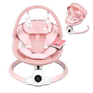 Uuoeebb Baby Swing for Infants, Portable Electric Baby Swings with Bluetooth, 5 Swing Speed, 10 Lullabies, 5-Point Harness, Remote Control & Touch Panel - Infant Swing for Indoor & Outdoor Use, Pink