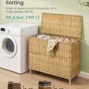 SONGMICS 4-Section Laundry Hamper with Lid, 55.4 Gal (210L) PE Rattan Laundry Basket with Removable Washable Liners, for Bedroom & Living Room, Goose Yellow ULCB224YE01