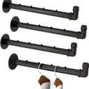 IBUYKE 4 Pcs 15.7 Inch Industrial Pipe Clothes Bar, Multifunctional Wall Mounted Clothes Rail, Heavy Duty Space-Saving Hanging Closet Rod for Bedroom Bathroom, Black TYJ008H-4