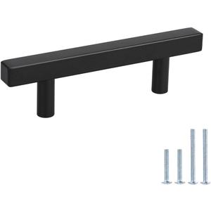 Peaha Case of 50 Black Cabinet Pulls - PHJ22BK76 Drawer Handles 3 Inch Modern T-Pull Hardware