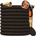 50FT Lightweight Flexible Garden Hose with 10modes Sprayer Nozzle,None-Expand,Non-Slip Handle,Non-Kink,LeakProof Water Hose for Garden,Boats,RV,Marine Washdown,Lawn(OrangeBlack,50Ft)
