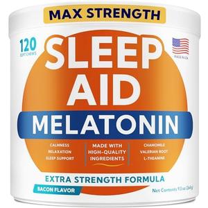 GOODGROWLIES Melatonin for Dogs to Sleep 6mg - Doggie Sleep Aid Treats - Sleeping Pills for Anxiety - Extra Strength Calming Chews Large & Medium Breed Help Sleep at Night - Made in USA - 120Ct, Best By: 05/2028