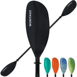 Kayak Paddles with Alloy Shaft and PP Blade, Floating Kayaking Oars, Adjustable 230-250 cm/90-98 Inches, Black