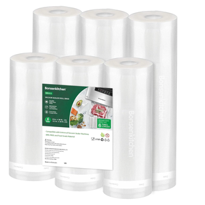 Bonsenkitchen Vacuum Sealer Rolls Bags, 6 Pack 3 Rolls 11" x 20' + 3 Rolls 8" x 20' Commercial Grade BPA Free Bag Rolls, Durable Customized Size Food Vac Bags for Storage and Sous Vide Cooking VB3211