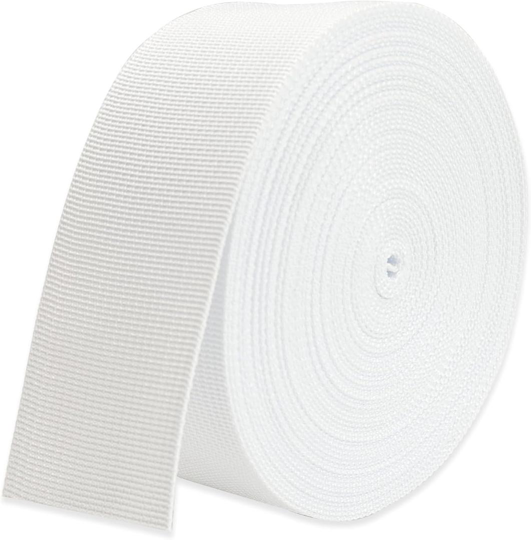 Wide Webbing Straps for Replacement Lawn Chair 2inch 12 Yards Heavy Polyprorylene Straps for Outdoor DIY Gear Repair Pet Collars Decorative Webbing Straps for Crafts Bags (White 39)