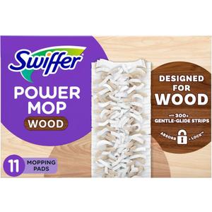 Swiffer PowerMop Wood Mopping Pad Refills for Floor Cleaning, 11 Count