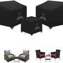 SIRUITON 1 Piece Outdoor Veranda Patio Garden Furniture Cover Set with 210D Durable and Water Resistant Fabric,Fit for Outdoor Wicker Patio Furniture Sets/Rattan Chair Conversation Sets-Balck