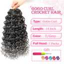 Gogo Curl Crochet Hair - 14 Inch Deep Wave Curly Hair Extensions, 7 Packs for Black Women (14 Inch 7 Packs, 1B/Grey)
