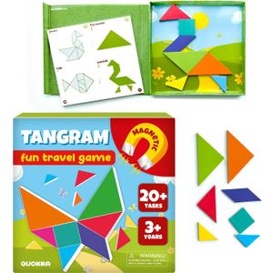QUOKKA Magnet Game for Kids 3-5 - Tangram Game Kids Ages 4-8 - Travel I Road Trip I Plane I Car Ride - Magnetic Toddler Travel Puzzles