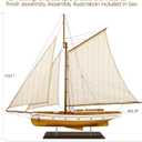 SAILINGSTORY Wooden Sailboat Model Ship, 37", Natural | 1930's Classic Yacht, Sailing Boat Decor