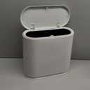 IEEK Slim Plastic Trash Can with Press Top Lid,2.4 Gallon/10 Liter Garbage Can Modern Waste Basket for Bathroom,Living Room,Office,Kitchen and Narrow Spaces,Grey
