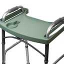 Sigo Green Walker Tray for Rolling Folding Walker, Tray Table with Cup Holder for Standard Walkers Seniors, Detachable Non Slip TV Accessories Basket Holding Plate Cups Clip On Small Bag Carrier