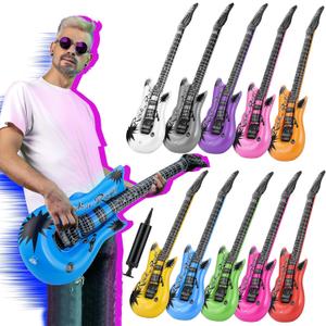36 Inch Inflatable Guitar, Thickened Rock Star Blow Up Guitar Set, 10 Colors Party Props for 80 90s Rock 'N Roll Party Favor, Adult's Birthday Wedding Decorations and Karaoke Carnival Accessories