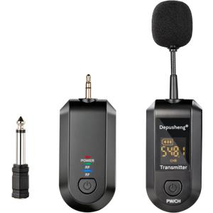 Depusheng 2.4G Wireless Microphone Headset, Lavalier and Handheld Mic 160ft Range, with 1/8''&1/4'' Plug for PA System, Voice Amplifier (One lavalier Microphone)