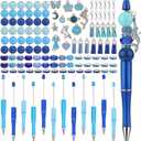 12pcs DIY Beadable Pens Making Kit Pens for Beads Beaded Pens for Students Teacher Office Supplies DIY Making Gifts(Blue)