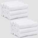 THREAD SPREAD 100% Cotton Dish Cloths - Flour Sack Kitchen Towels - Cotton Blank Towel - Thick Absorbent Quick Dry, Machine Washable - Cleaning & Drying - 28"x28" - Pack of 24, White