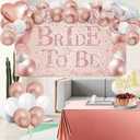54Pcs Bridal Shower Decorations with Rose Gold Bride to Be Banner, Balloons, Crown, Sash and Veil, Tablecloth, Tattoos and Cake Toppers, Bachelorette Party Decorations Accessories