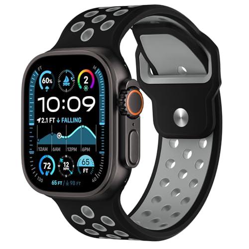 Straplanet Sport Bands Compatible with Apple Watch Ultra 2 Bands for Men, Soft Silicone Strap for Series 10/9/8/7/6/5/4/3/SE 49mm 45mm 46mm 44mm 42mm -Comfortable Breathable iWatch Wristbands