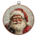 IDUXIY Vintage Christmas Wall Art Decor, Retro Santa Claus Canvas Print Round Wall Hanging Decor, Framed, 10x10 Inch.(124)