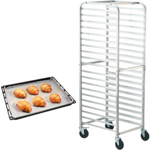 VEVOR Bun Pan Rack, 20-Tier Commercial Bakery Racks with Brake Wheels, Aluminum Racking Trolley Storage for Half & Full Sheet, Speed Rack For Kitchen Home, Bread Baking Equipment, 26"L x 20.4"W x 70"H