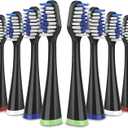 Replacement Toothbrush Heads for Waterpik Complete Care 5.0/9.0 (CC-01/WP-862), STRB-8WB, (8-Pack, Black)