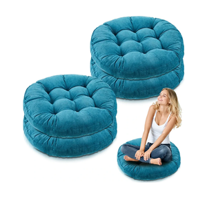 Jerify Floor Pillow Cushions Large Round Square Large Meditation Floor Pillow for Classroom Adult Meditation Picnic Party Seating Learning Daycare School(Round,Aquamarine,4 Pcs)