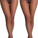 MERYLURE 20D Sheer Black Tights for Women, T-Crotch Ultra Thin Pantyhose High Waist Stockings Reinforced Toes 2 Pairs (Brown), X