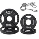 Signature Fitness Olympic Cast Iron Plate for Strength Training and Weightlifting, Pairs, Sets or Set with Barbell
2 pack 2.3 kg' 2 pack 1.3kg