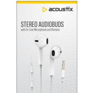 Acoustix™ Stereo Earbuds with Microphone & Remote - White