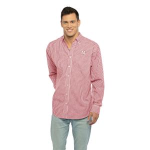 Vantage Men's Collegiate Easy-Care Long Sleeve Gingham Check Button Down Shirt, LG