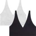 Smart & Sexy Women's Cloud Cotton Comfort Collection Bralette (Large, Light Grey Heather/Black Hue)