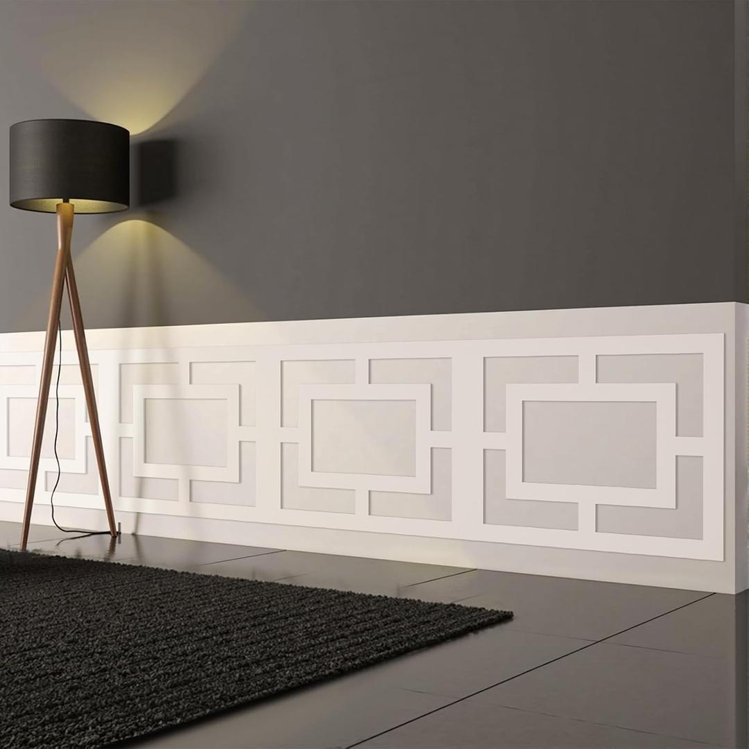 Pushglossy 6 Pcs Mid Century Wainscot Kit 3D Wall Panels Accent Wall Molding Panel Ready to Assemble Wainscoting Panel for Interior Moulding Decor, Installed with Glue Not Include, 30.7 x 23.6 inch