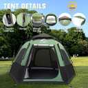 Hewolf 2-4 Person Camping Tent - Instant Pop Up Waterproof 2 Doors Tent with Easy Setup | 3-Season Hexagonal Dome Design for Family, Hiking & Traveling