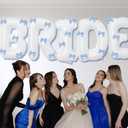 BRIDE Letter Balloons Blue Bows, 40" White BRIDE To Be Balloons for Beach Bach,Bachelorette,Last Toast On Coast,Beach Bridal Shower,Seashells Wedding Decoration,Girls Something Blue Engagement Party