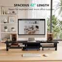 WALI 42 inch Large Wood Dual Monitor Stand Riser with Storage, up to 88lbs