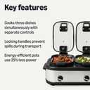 Amazon Basics Triple Slow Cooker with Ceramic Non-Stick Coating and Temperature Controls, 3 x 2.5 Quarts, Stainless Steel