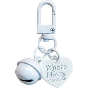 Heart Bell Keychains with Open Jump Buckle, Painted Metal Keychain Decor for Bag Purse Keys, DIY White Keychain Accessories with Heart Charm Bell (White)