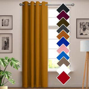 Blackout Curtains - Solid Plain Design - 52x84 in, One Panel, Gold | Room Darkening Grommet Curtains for Bedroom, Living Room, Office - Light Blocking, Thermal Insulation, Elegant Home Décor