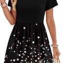 OFEEFAN Womens Summer Dresses 2025 Short Sleeve Square Neck Casual Sundresses with Pockets A-Line Color Block XXL