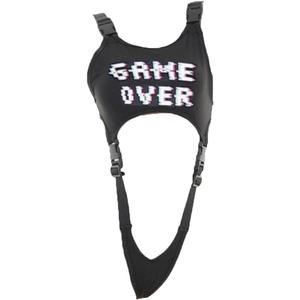 JasmyGirls Cosplay Lingerie Anime Bikini Costume Goth Buckle Crop Tops Rave Outfit Sexy Game Over Bodysuit Punk Slingshot (Small-Medium, Black)