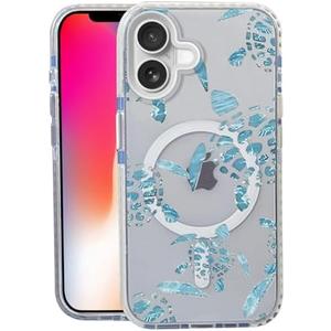 Nimeey Turtle for iPhone 16 Case,MagSafe Compatible,Matte Soft Slim Shockproof Cover,Anti-Fingerprint,Anti-Yellowing,Anti-Scratch Back,Magnetic Phone Case for Women,Girl,Cute,Girly,Clear