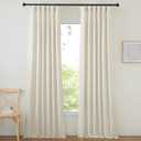 NICETOWN Thick Linen Curtains for Bedroom, Pinch Pleated Privacy Added Drapes with Light Filtering Linen Blend Window Treatments for Living Room/Bedroom, Natural, W50 x L40