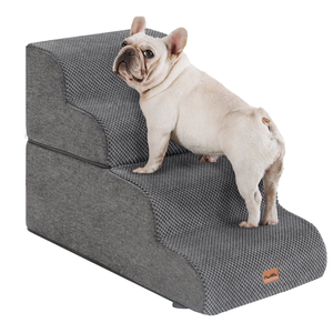 Made4Pets Dog Stairs Ramp for Bed 19.7" H, 4Step Dog Steps for High Bed Couch Sofa Climbing, 35D Foam Pet Steps for Small Dogs and Cats, Non Slip Bottom Pet Stairs, Grey