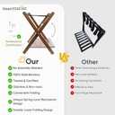 Fully Assembled Bamboo Luggage Rack, Walnut Folding Suitcase Stand with Shoe Shelf, Heavy-Duty Luggage Holder for Guest Room Must Haves, Bedroom, Hotel, 1 Pack
