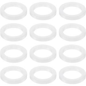 uxcell 12 Pcs Solid Silicone Flat Washer DN32 1-13/16" OD x 1-3/8" ID x 1/4" Thickness Large Washers O Ring Sealing Gaskets, Industrial Flat Silicone Spacer, White