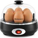 Elite Gourmet EGC007CHC# Rapid Egg Cooker, 7 Easy-To-Peel, Hard, Medium, Soft Boiled Eggs, Poacher, Omelet Maker, Auto Shut-Off, Alarm, 16-Recipe Booklet, Charcoal Grey