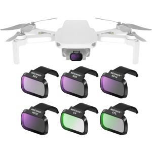 NEEWER 6 Pack ND Filter Set Compatible with DJI Mini 4K/2/Mavic/SE/2 SE, Drone Lens Accessories, Snap On CPL UV Neutral Density Filters ND4/ND8/ND16/ND32, Multi Coated HD Glass Gimbal Safe, FL-B31