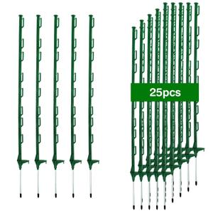25Pack,48 Inch Heavy Duty Electrical Fence Post - UV Resistant Plastic Fence Posts for Livestock, Garden & Pasture, Easy Installation No Dig (Green)