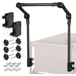 Universal Folding Wagon Push Handle Attachment for Camping Wagons/Strollers/Beach Carts,Upgraded Adjustable Wagon Handle Kit for Metal Round & Square Frame